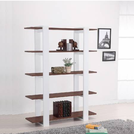 Libreria moderna in laminato di noce vintage a 5 strati - Linee semplici e gradevoli caratterizzano questa moderna libreria a 5 strati, in laminato noce vintage.